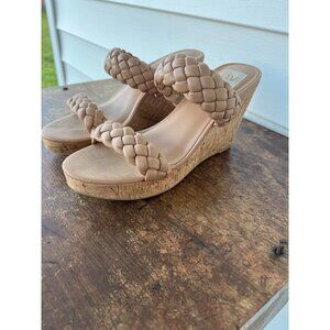Braided Nude Wedge Sandals By Dv With Cork Heel